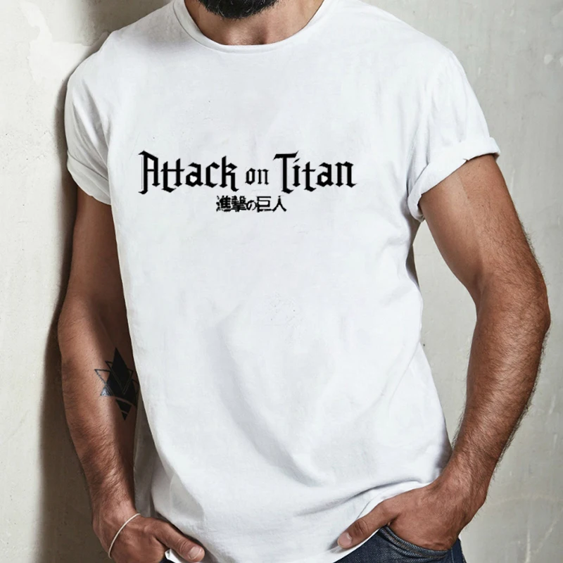 

Harajuku Japanese Anime Attack on Titan Printed Men Shingeki No Kyojin Hot Sale Tshirt Summer Cartoon Hipster Tops Male Tee