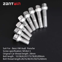 520pieces car alloy wheel bolts nut screws radius seat for benz vw audi porsche thread length 2835404550556065mm m14x1 5