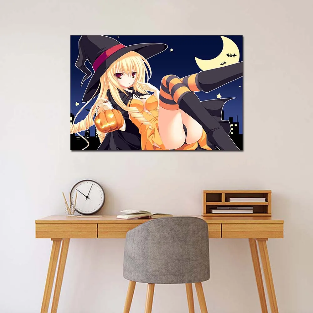 Блондинка девушка милая ведьма аниме постер холст ткань принт живопись