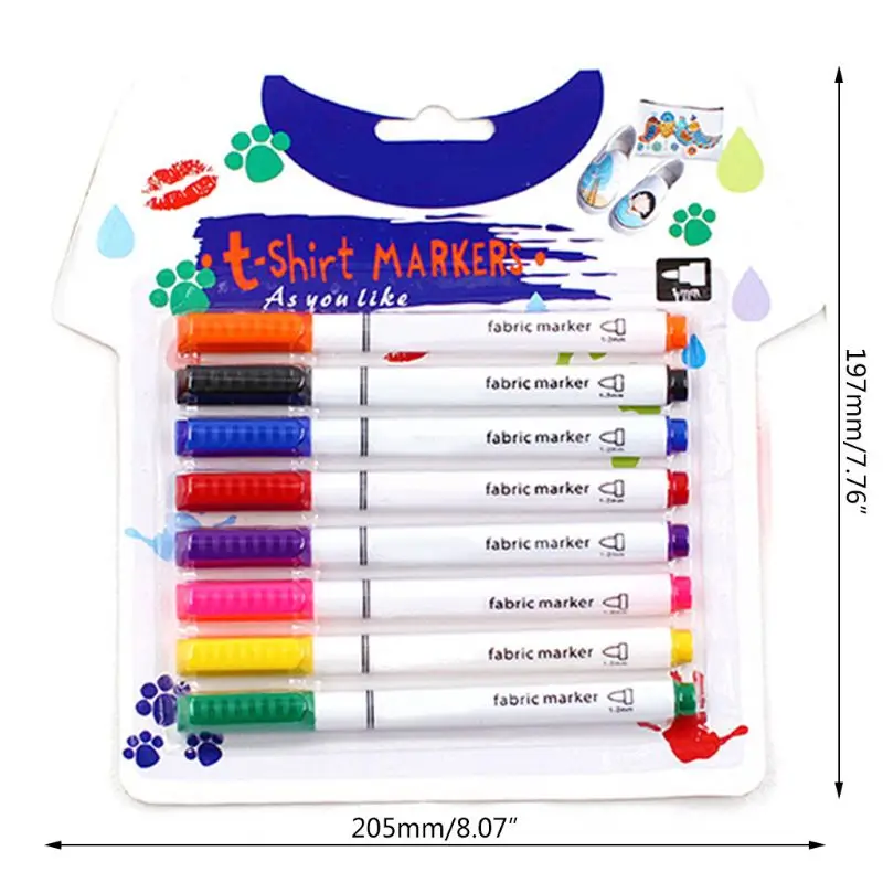 

8pcs New Clothes Textile Markers Fabric Paint Pens DIY Crafts T-shirt Pigment Painting Pen Writing Liner Marker Pen Supplies