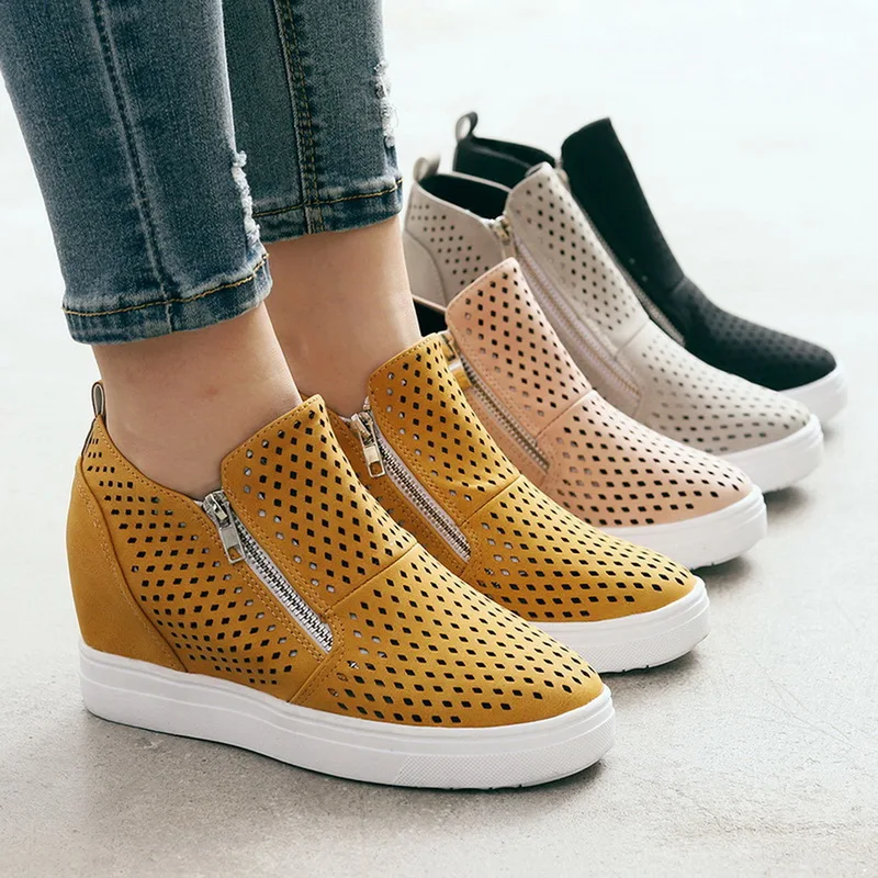 Женская Повседневная обувь из Oeak кожи; scarpe donna; обувь на молнии сбоку; zapatos mujer; коллекция года; кроссовки; женская обувь на плоской подошве
