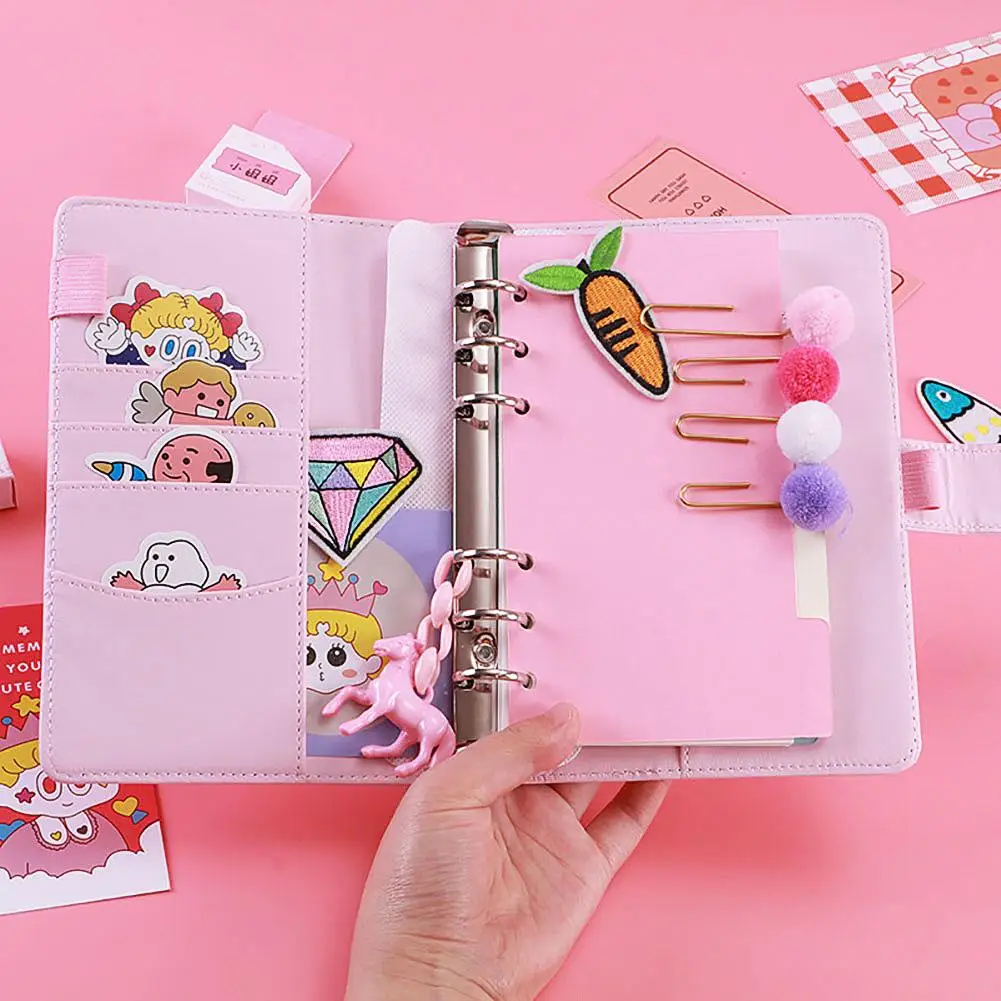 

Hard Cover Cute Ring Binder Mini Notepad Cartoon Portable Hand Account School Kawaii Planner Memo Pad 2019 2020 Agendas Notebook