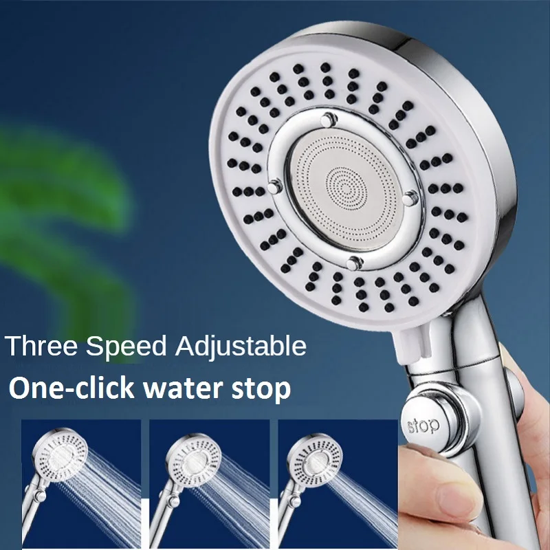 

Detachable Handheld Shower Head Hotel Household Three-Speed Outlet Mode Adjustable One-Button Water Stop Bathroom Accessories