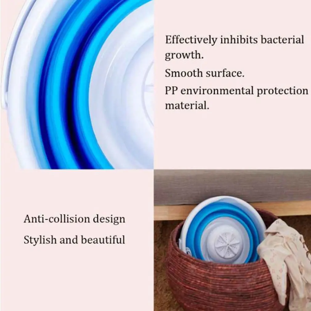 

Mini Washing Machine Portable Removes Dirt Washer USB Cable With Folding Barrel for Travel Home Business Trip