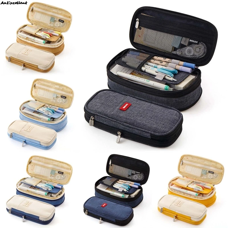 

Пенал-сумочка тканевый с откидной крышкой, чехол для карандашей большой вместимости, сумочка для косметики, футляр для ручек для подростков...