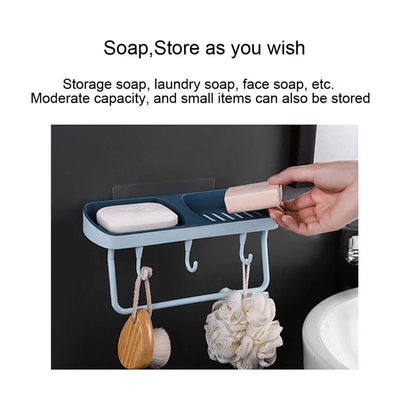 

50LB Toilet Shelf Double Soap Box Towel Rack with Hook for Bathroom Shower Kitchen