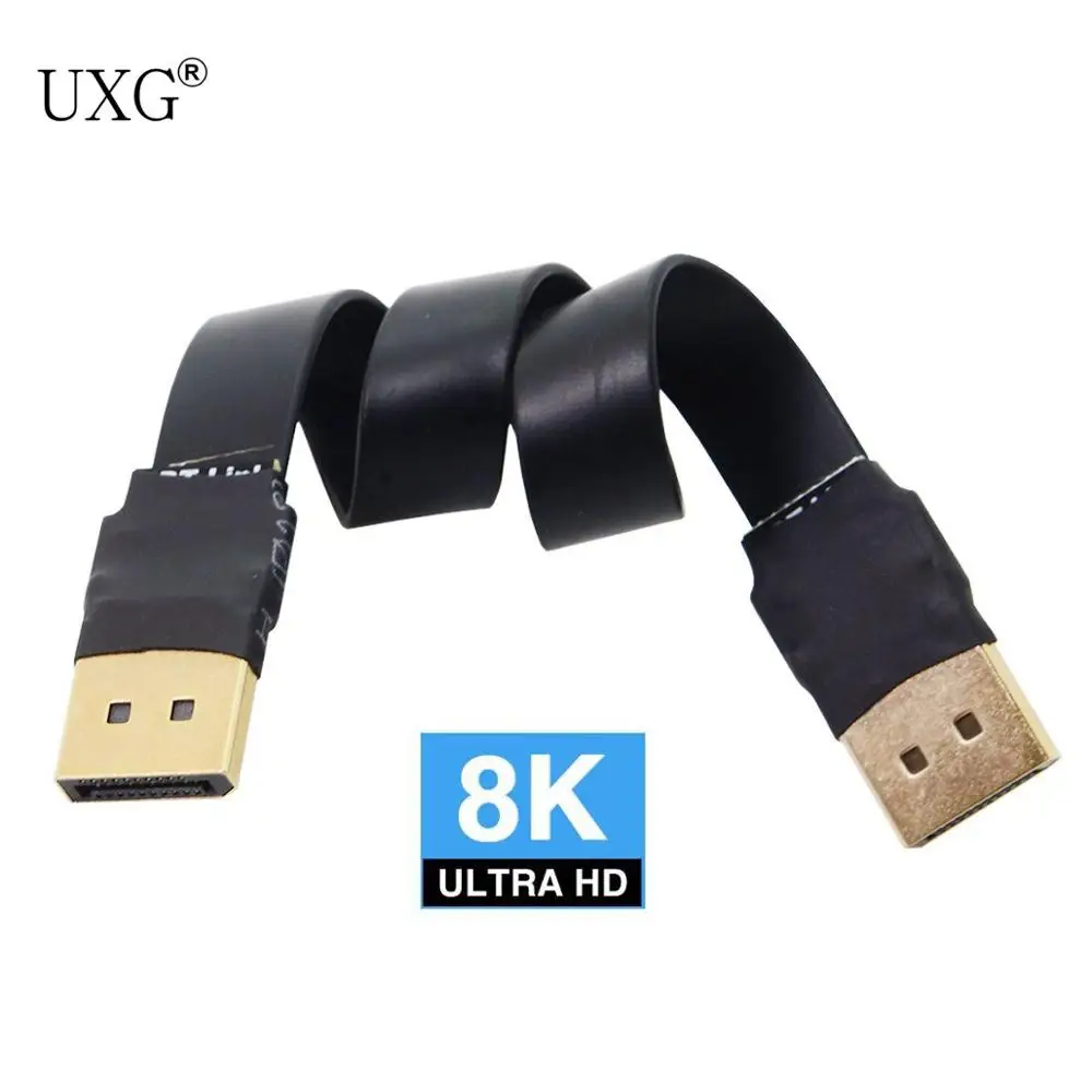 

Displayport DP 4K 60hz Cable 0.2m Slim Flat Soft Active Male to Male Fast Transfer Ultra FHD