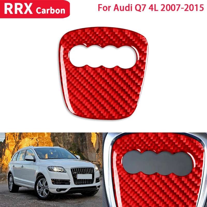 

RRX Car Accessories Interiors Steering Wheel Logo Frame Red Carbon Fiber Sticker Decoration Cover Trim for Audi Q7 4L 2007-2015