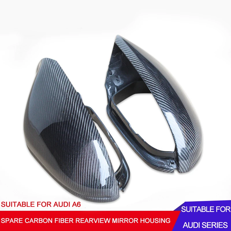 

For Audi A6 Rearview Mirror Carbon Fiber 1 Pair Replace Type Carbon Fiber Cover Ox Horn Shape Door Wing Mirror Parts