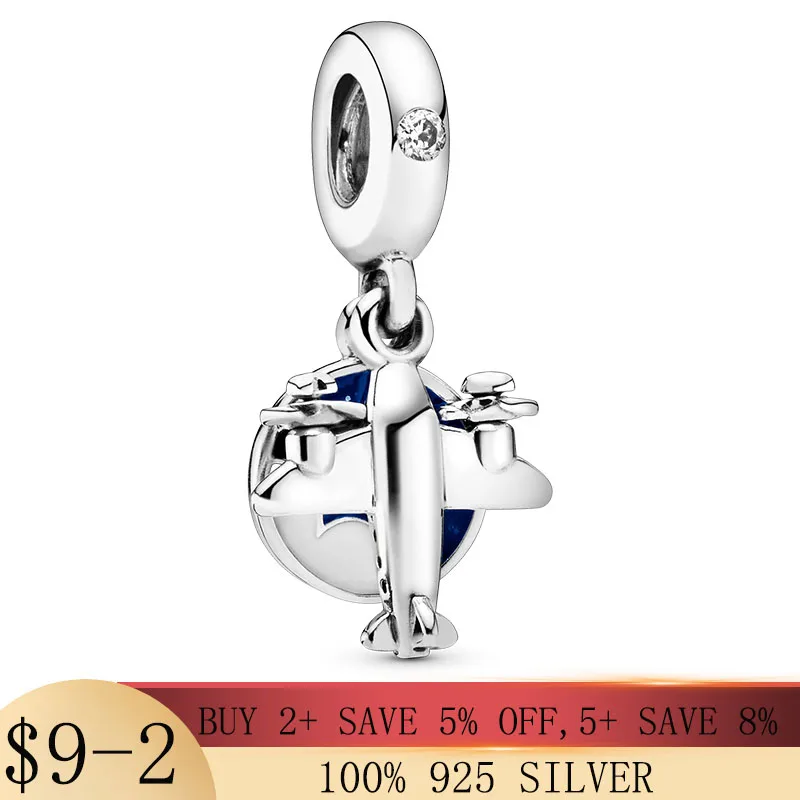 

travel charm 925 Sterling Silver Propeller Plane Dangle Charm Fit Original Pandora Bracelet Necklace Silver 925 Jewelry Making