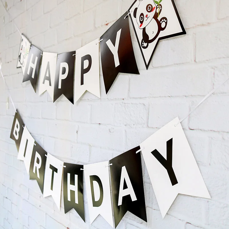 Баннер на день рождения в виде панды украшения для вечеринки честь ребенка