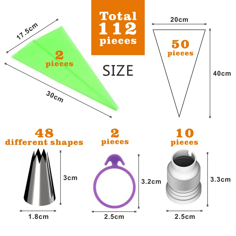 112 шт./компл. Кондитерские насадки из нержавеющей стали для крема с кондитерским