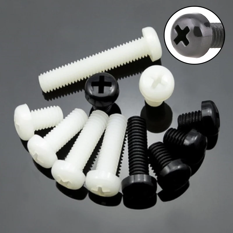 

50pcs nylon screw M2 M2.5 M3 M4 M5 M6 M8 white/black Nylon Plastic insulation Phillips Cross Recessed round pan Head Screw