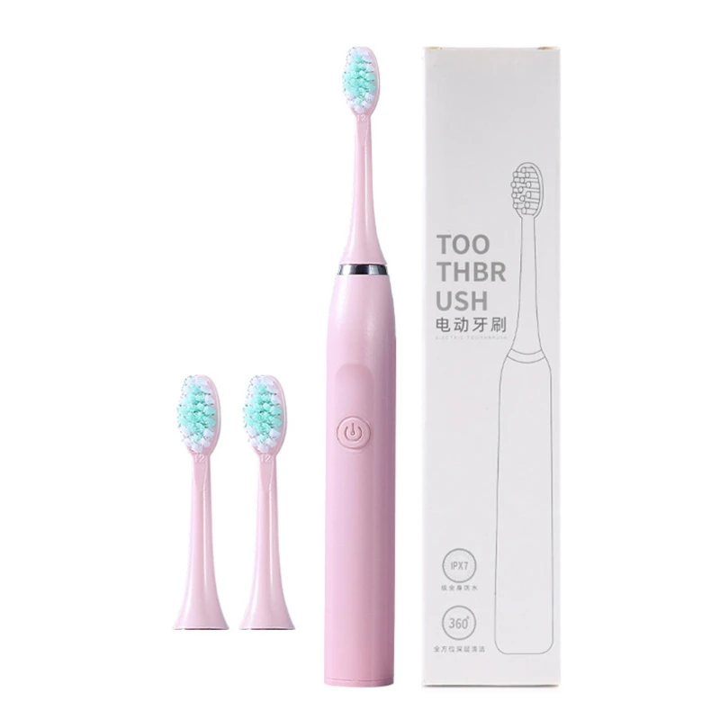 

E7CF Portable Electric Toothbrush with 3 High-density Brush Heads, Last 180 Days AA Battery Powered Ultrasonic Toothbrushes