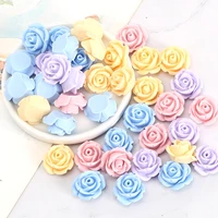 new 50pcs 14mm macaron rose flatback resin cabochons for bows diy miniature appliques phone jewelry kawaii accessories deco part