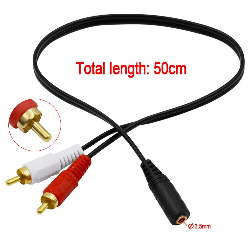 Универсальный 3 5 мм стерео аудио гнездо до 2 RCA штекер для наушников Y адаптер