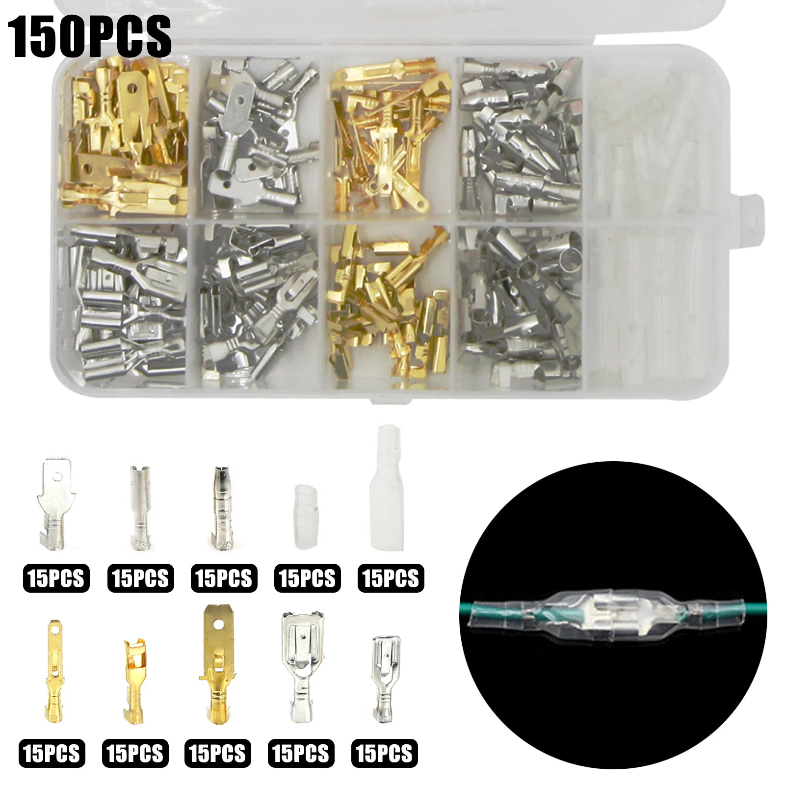 

150pcs 6.3MM 2.8MM 4.8MM 4.0MM Male Female Car Spade Connector Splice Crimp Wire Terminals for Motorcycle Bike Car