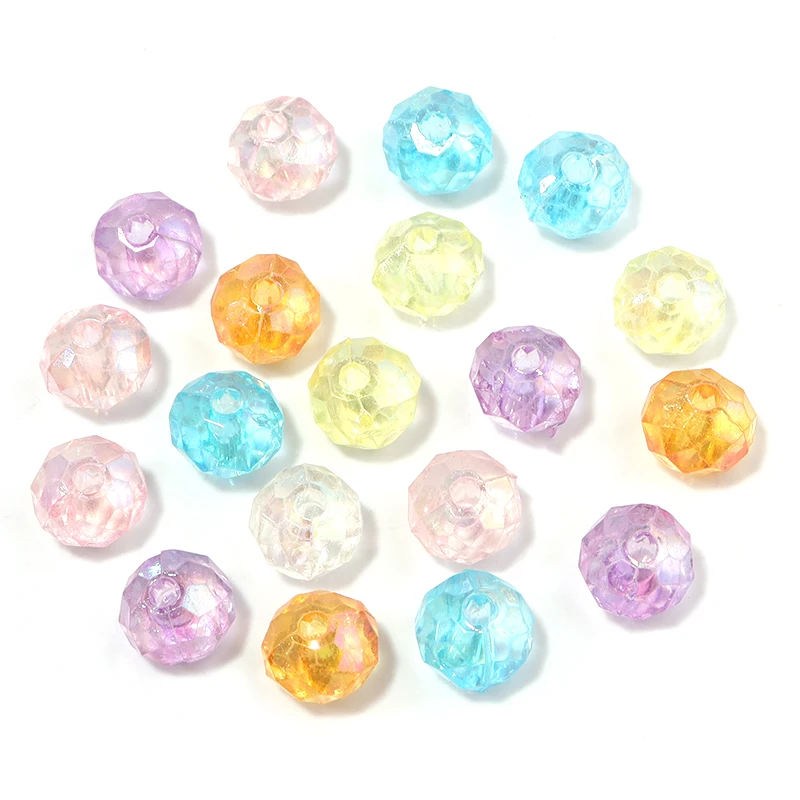 

100pcs/lot Acrylic Diamond Section Color Glaze with 1.8mm Hole 7.5mm Loose Bead For DIY Jewelry Making Bracelet Accessories