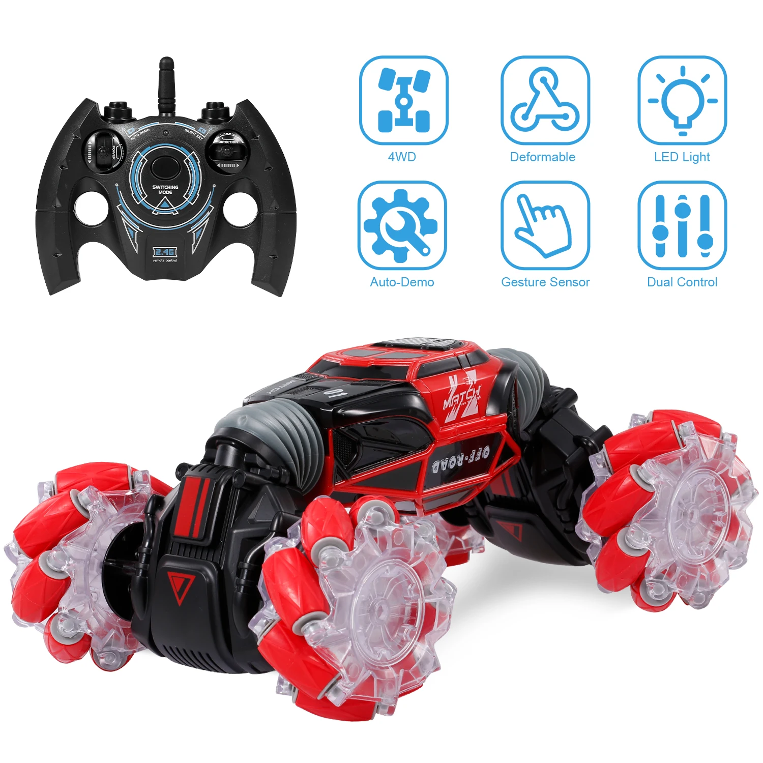 GOOLRC 4WD RC трюк автомобиль часы Датчик жестов управление деформируемый электрический RC Дрифт автомобиль трансформатор игрушки Детские подарки с светодиодный светильник