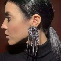 2021 luxury boutique shiny rhinestone tassel earrings womens jewelry fashion show womens statement earrings accessories