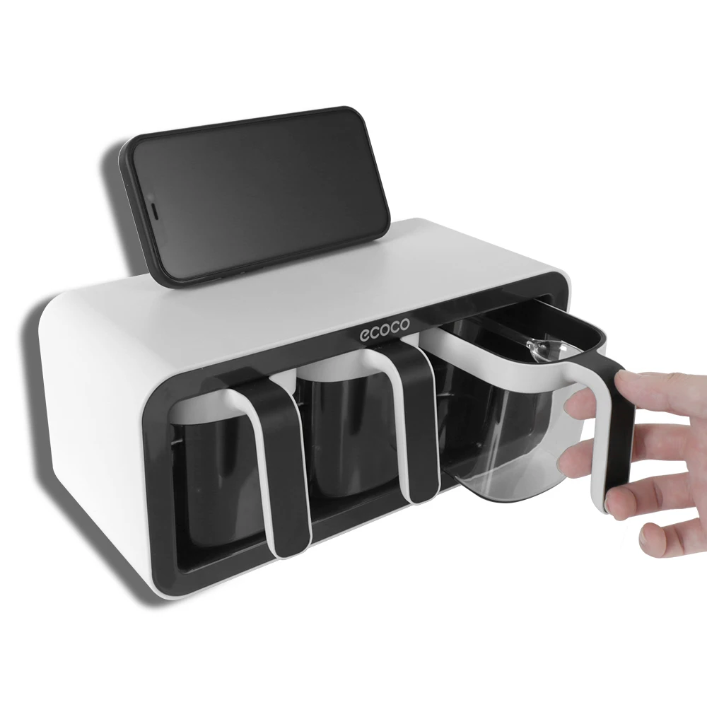 

Шейкер для соли и сахарной чаши, настенное крепление, стойка для специй, органайзер, коробки для специй, набор для хранения кухонных принадлежностей