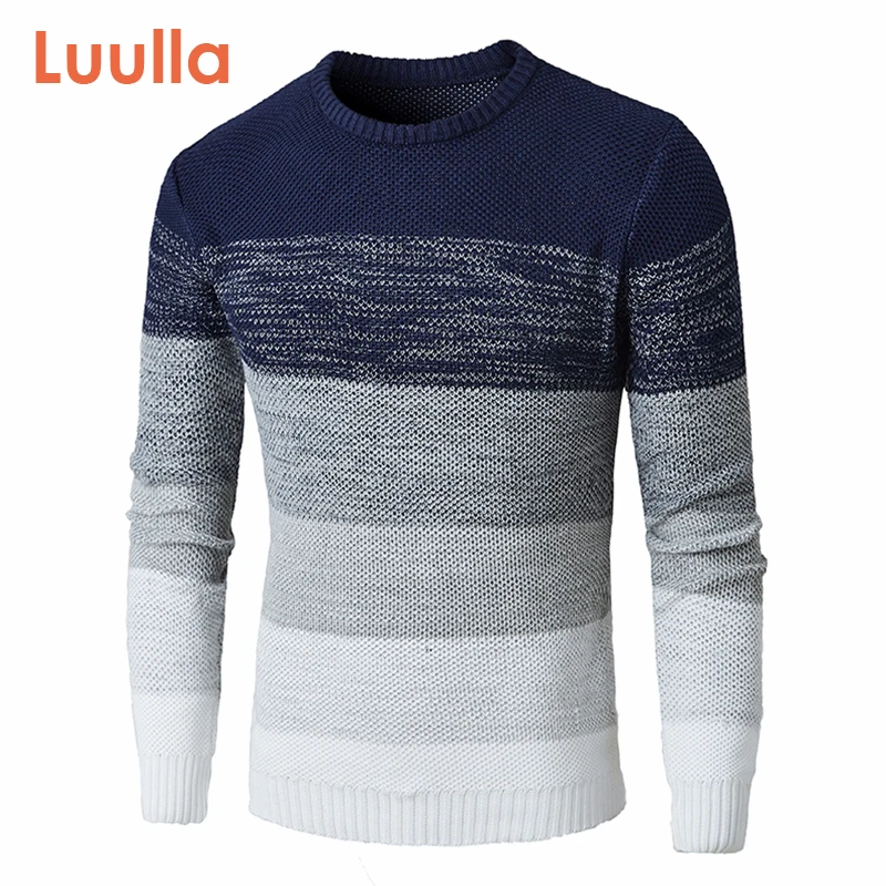 Мужской свитер в полоску с круглым вырезом|Джемперы| |