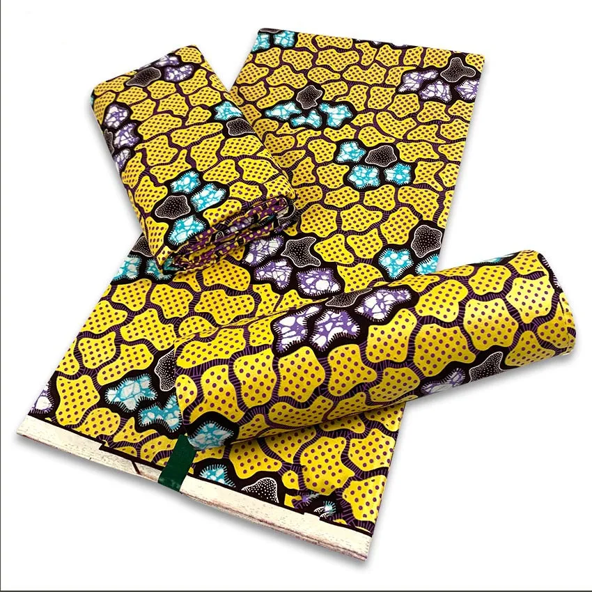 

Lastest African Golden Wax Fabrics Cotton Printed Nigerian Batik Ankara Cloth Veritable Patchwork Material 6Yards Tissus SGW6