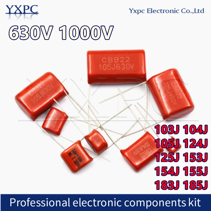 

10 шт. CBB22 полипропиленовый пленочный конденсатор 630 в 1000 в 103J 104J 105J 124J 125J 153J 154J 155J 183J 185J мкФ 100nF 1000V104J