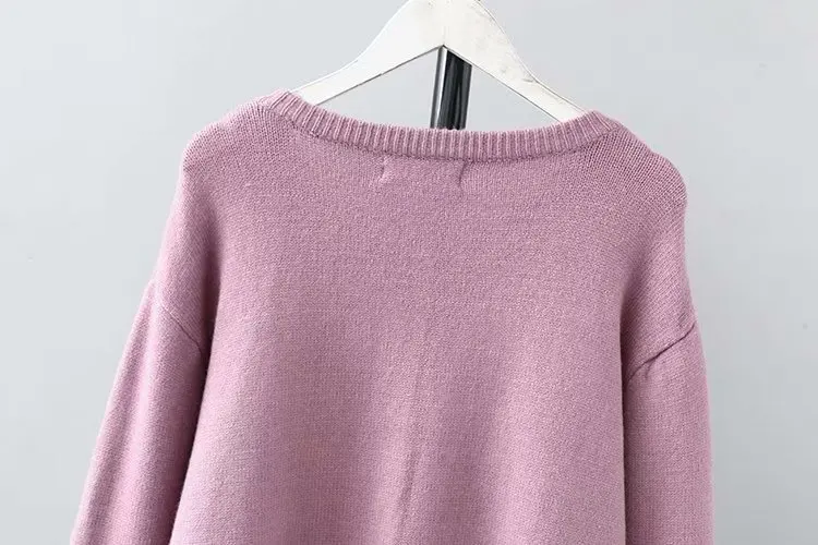 Повседневные свитера размера плюс осень 2019 женские модные свободные вязаные