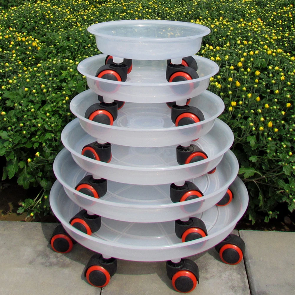 Садовый металлический поднос с 4 колесами для горшков цветочный горшок