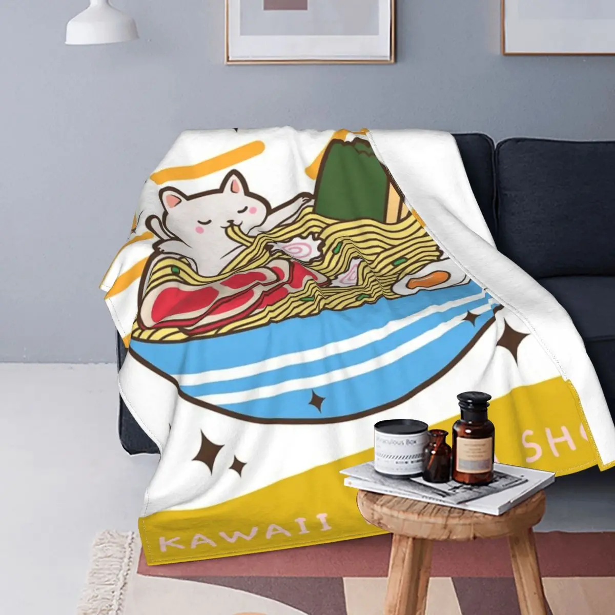 

Manta Kawaii рамен Sshop для приема, colcha a cuadros para cama, sofa, manta de muselina, colcha de verano