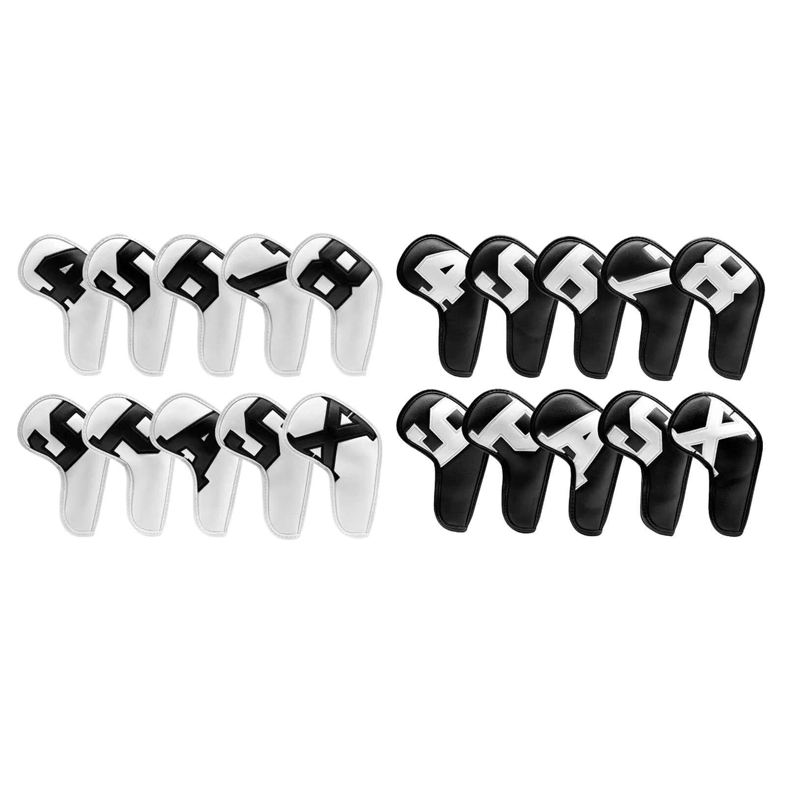 

10 Pcs Golf Iron Headcover PU Leather Club Covers Sticker Closure