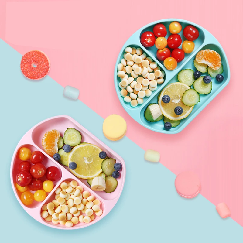 

Baby Silicone Dinner Plate Integrated Children's Tableware Food Supplement Bowl Split Suction Cup Eating Training Spoon Set