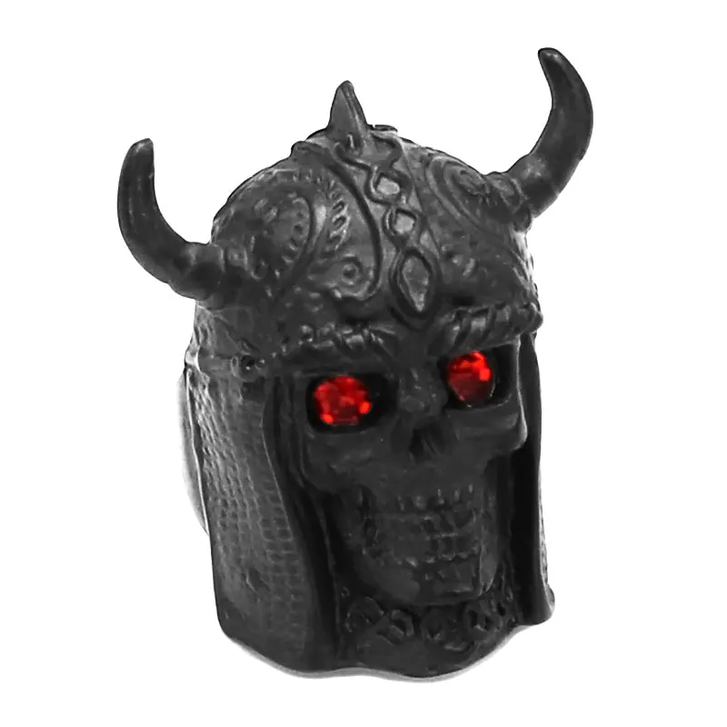 Кольцо в римском стиле R0455B с красным камнем и глазами из нержавеющей стали|jewelry mood