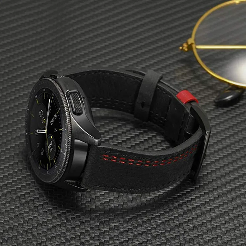 20 мм 22 мм двухцветный ремешок из натуральной кожи для samsung Galaxy Watch 46 мм 42 мм/Active 2 40 мм 44 мм Huami Amazfit Bip Band