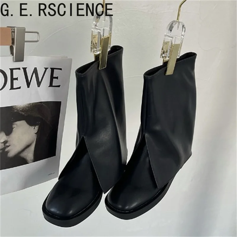 

2021 autumn and winter new women's shoes square toe short trousers boots flat bottom single boots Martin fashion women's boots