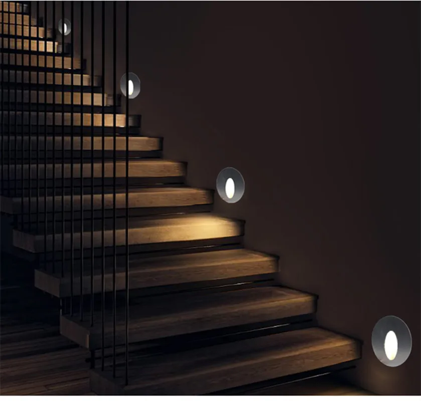 

Foot sensor light Embedded Led stair light Circular square 1W / 3W corner light Stair concrete night decoration waterproof