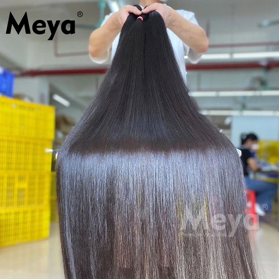 Meya прямые волосы 26 28 30 32 40 дюймов Remy девственные бразильские вплетаемые