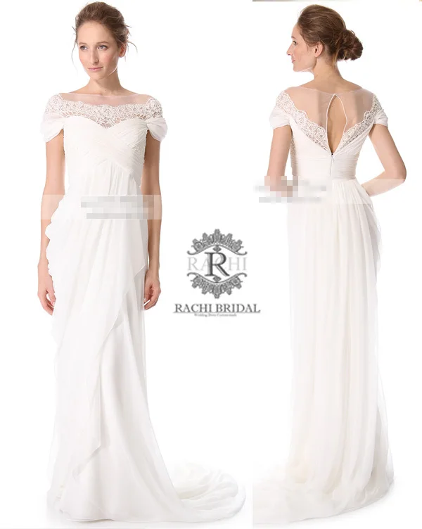 

free shipping sexy romantic 2015 new lace casamento beading vestido de noiva short sleeve long cheap wedding dress Bridal Gown