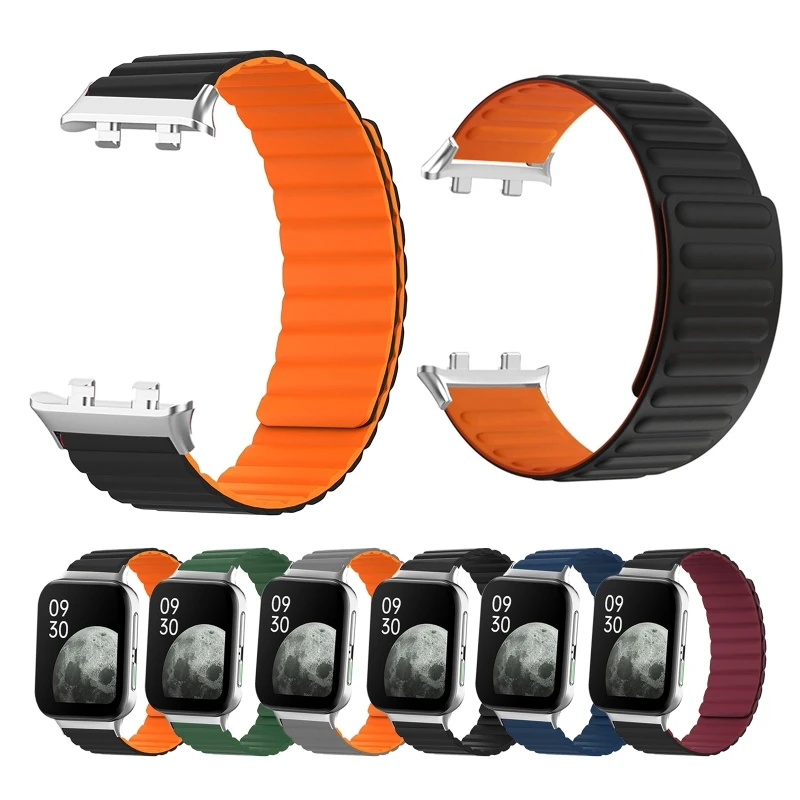 

Silicone Magnetic Strap Suitable for oppo Watch2 42/46mm Waterproof Durable Smart Watch Fashion Band Bracelet Wristband