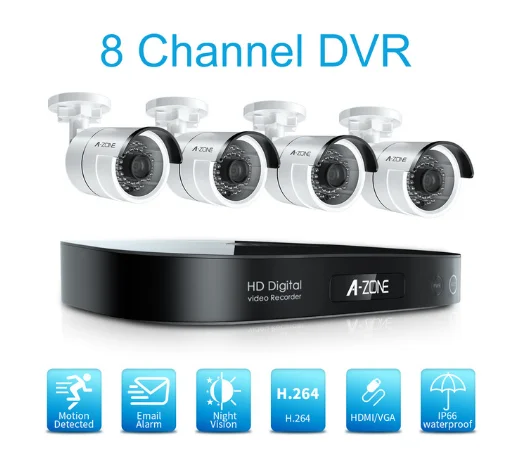 8 Channel DVR 8CH 2.0MP камера безопасности набор 4 шт 1080P AHD Водонепроницаемая уличная камера наружный комплект видеонаблюдения CCTV система HDD - Цвет: 8 Channel DVR