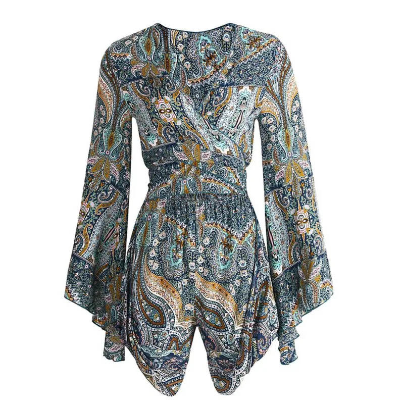 

Women Causal Jumpsuits Playsuits Ladies Boho Beach Style Lace Up Summer Ladies Romper Female Short Pants New Fashion Summer 2020