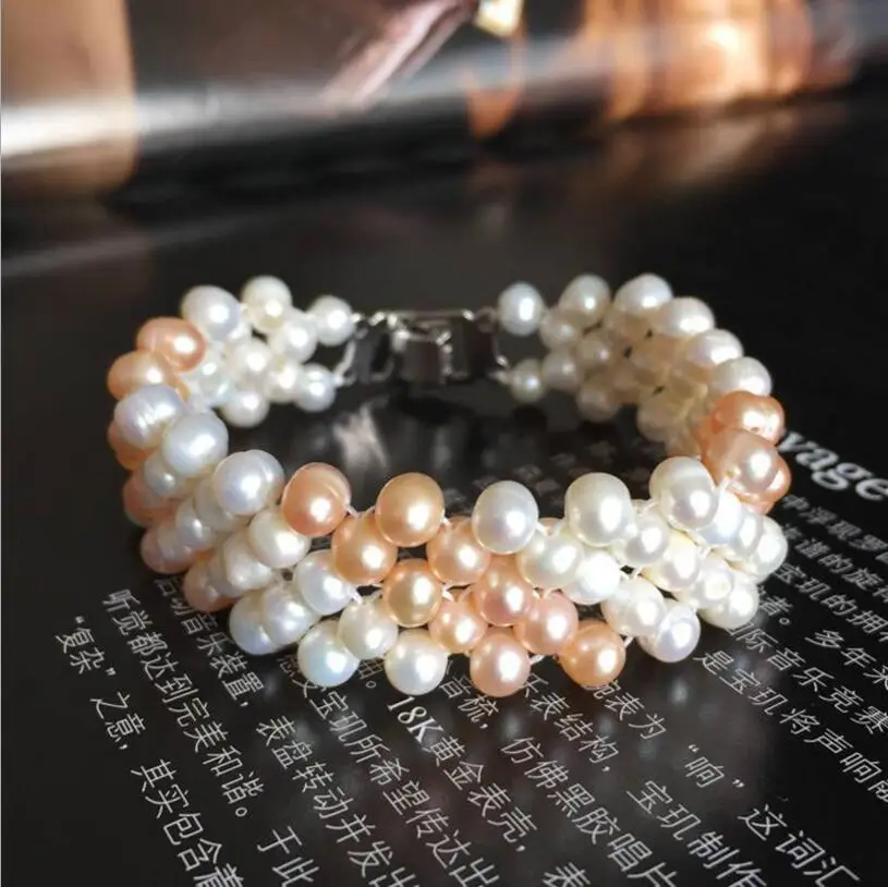 Новинка 930 + Новый Изысканный жемчужный браслет многорядный маленький 5-6 мм
