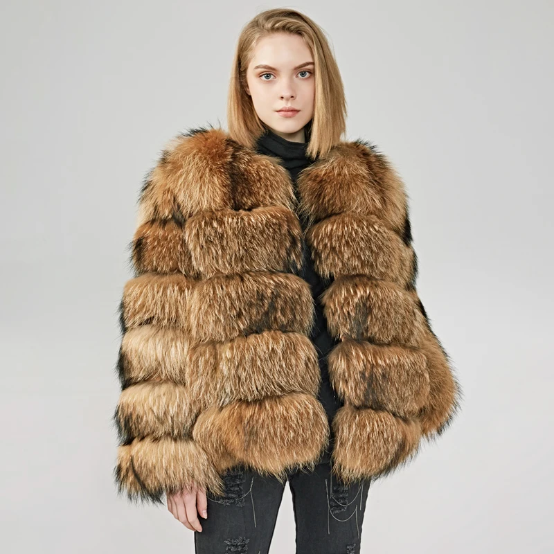 MAOMAOFUR пальто из натурального меха енота Женское зимнее теплое с длинными рукавами одежда женская натуральная меховая шуба натуральный мех куртка