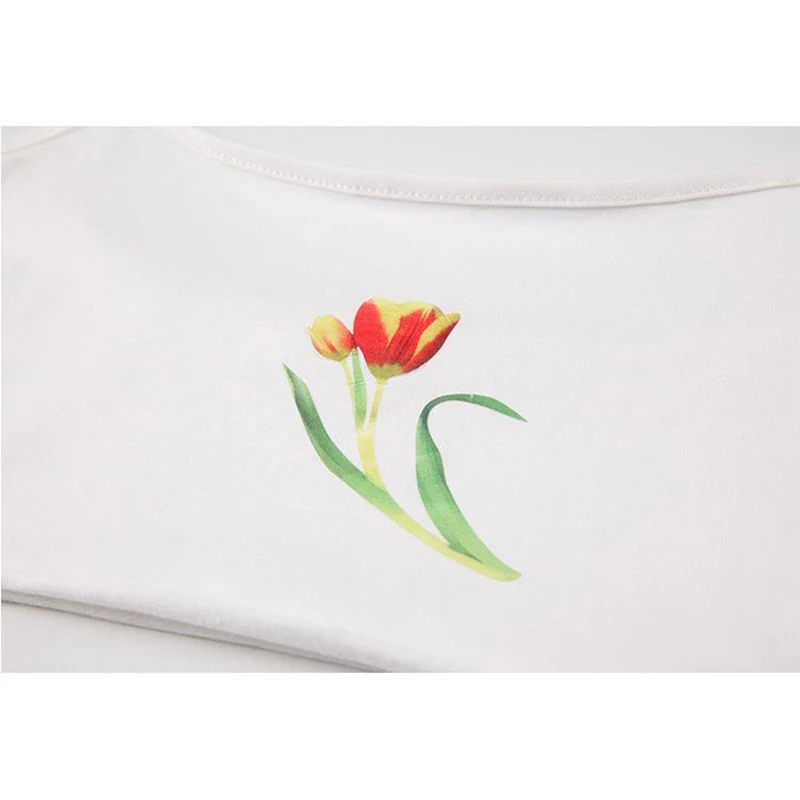 

Summer 2021 New Women 2 Piece Sets White Flower Print Sling Vest + Short O Neck Long Sleeve Hollow Design Shawl Female Corp Tops