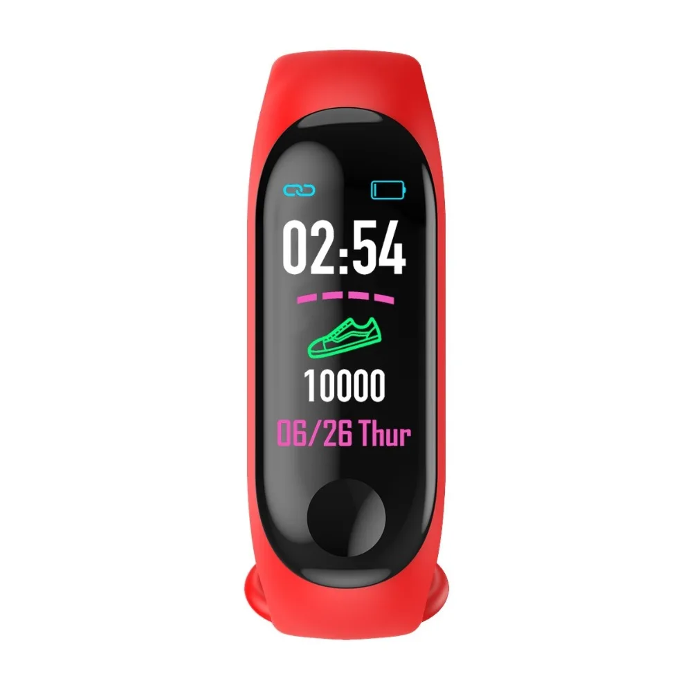 Умный Браслет, 3 цвета, AOSST, Mi screen Band 4, носимый, умный фитнес-браслет, Bluetooth, спортивный, водонепроницаемый, для детей, подарки на день рождения - Цвет: Красный