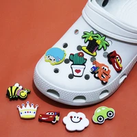 new 1pcs cartoon car tree cloud for shoe charms for croc jibz shoe buckle pvc boy kids gift shoes decoration accessories