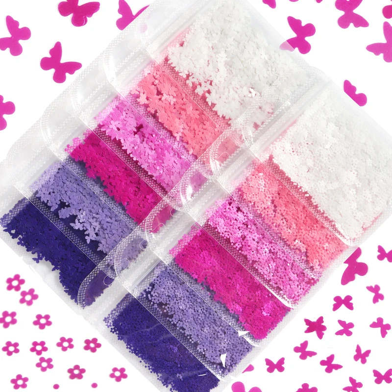 

Fluorescent Nail Glitter Flakes Butterfly Flower Neon Sequins 3D Nails Accessories Gel Polish Manicure DIY Jewelry Making