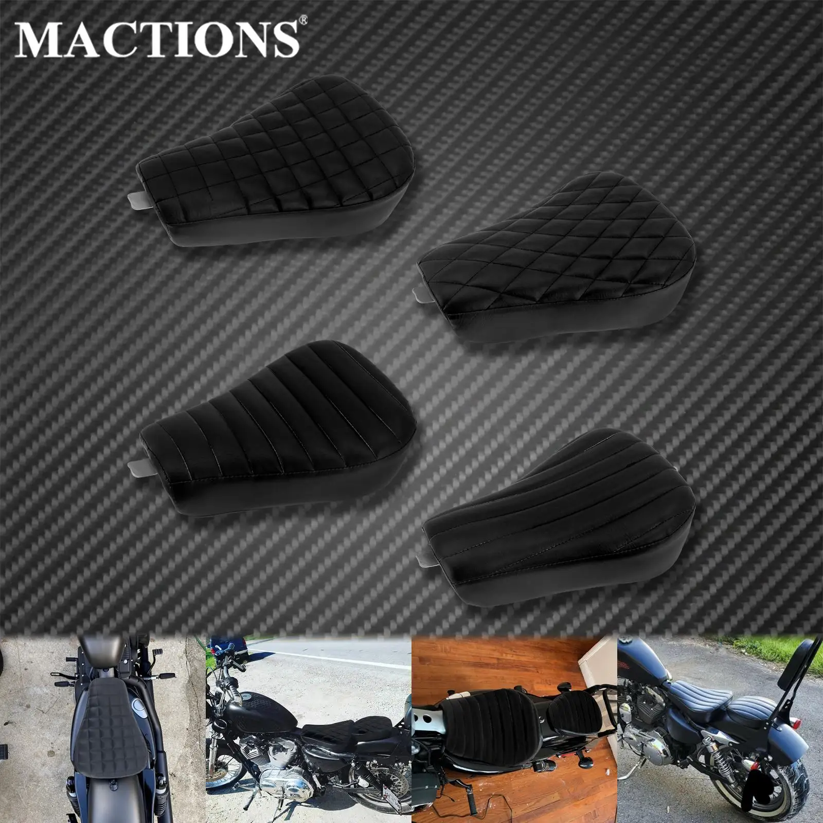 

Motorcycle Black Driver Leather Pillow Solo Seat Cushion For Harley Sportster Forty Eight XL1200 XL883 XL 883 72 48 2004-2015