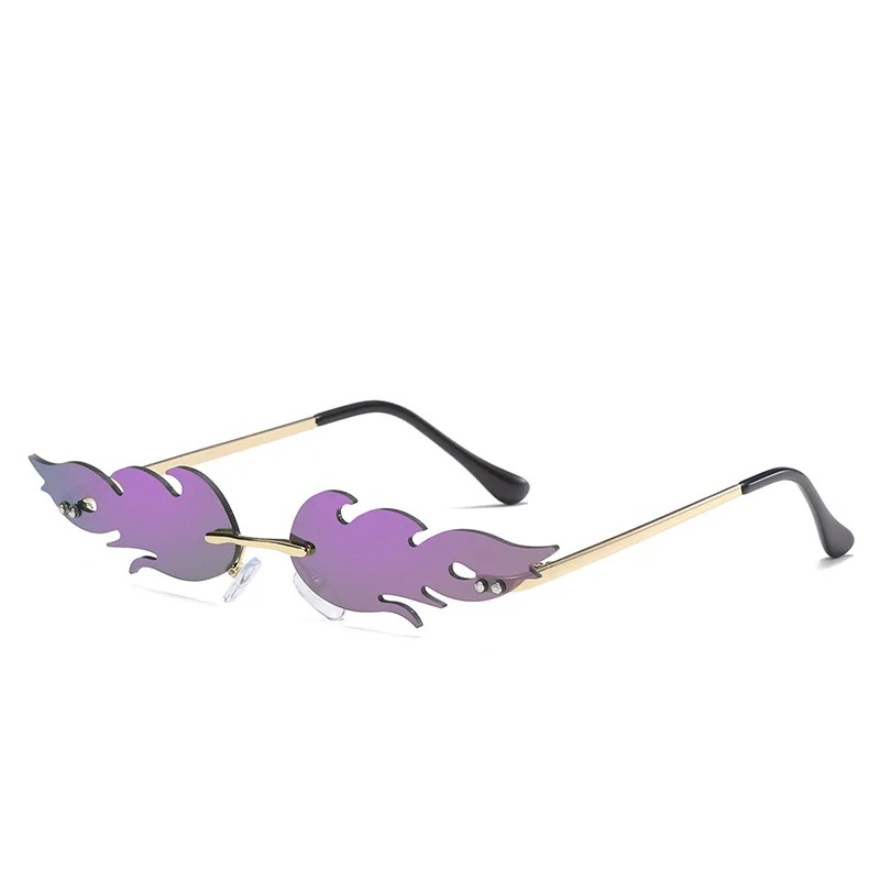 Стильные Солнцезащитные очки для женщин и мужчин без оправы в форме пламени